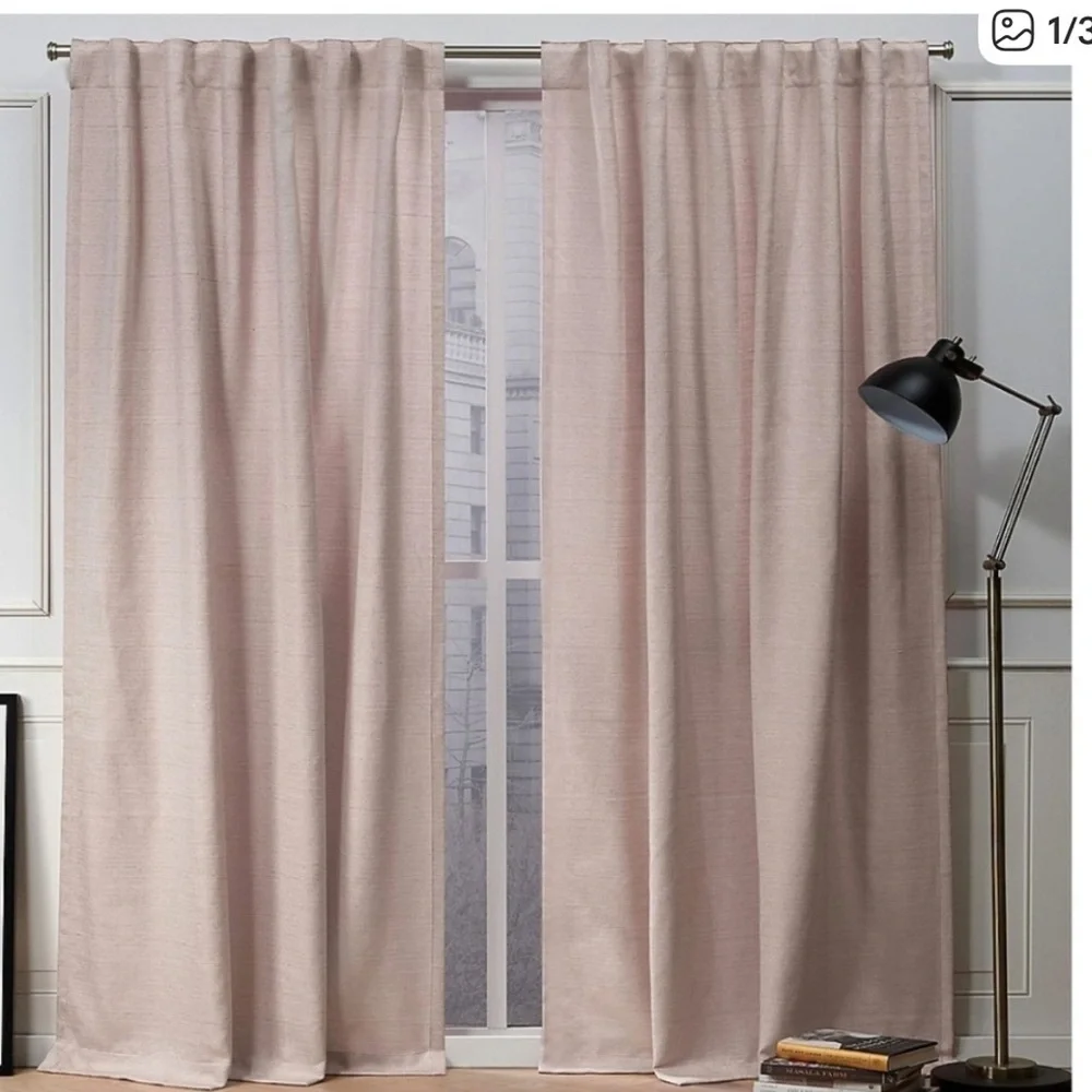 2 Nicole Miller Blush Pink Curtains Long Length Girly Romantic Woman Fun Bedroom